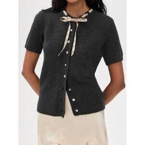 NEW LINGUA FRANCA amalie cardigan in charcoal